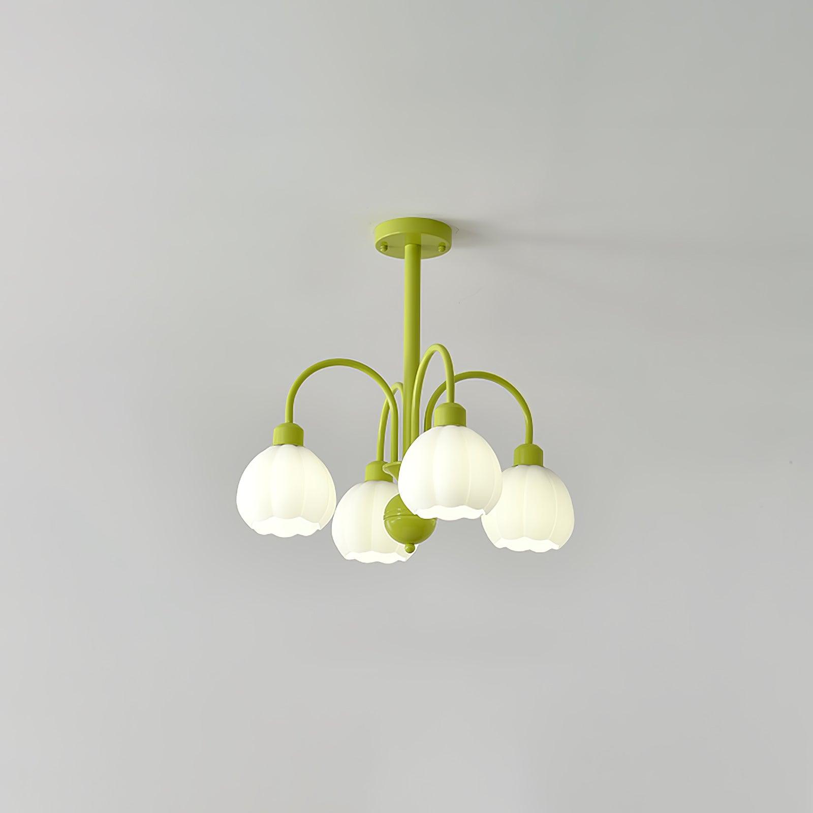 Modern Cream Pumpkin Ball Glass Chandelier Mid Century Ceiling Light Fixture