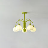 Modern Cream Pumpkin Ball Glass Chandelier Mid Century Ceiling Light Fixture