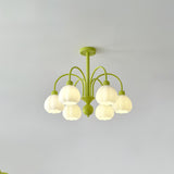 Modern Cream Pumpkin Ball Glass Chandelier Mid Century Ceiling Light Fixture