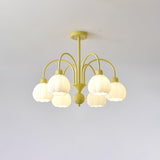 Modern Cream Pumpkin Ball Glass Chandelier Mid Century Ceiling Light Fixture