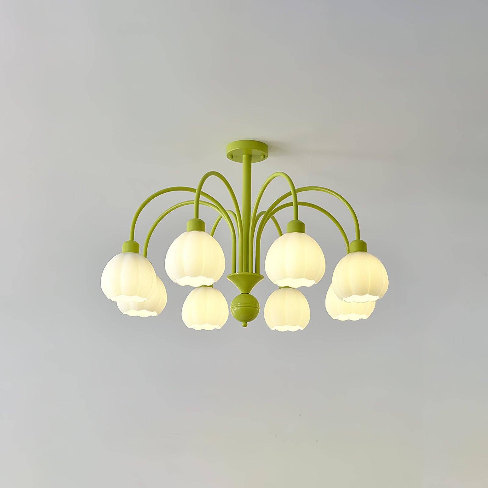 Modern Cream Pumpkin Ball Glass Chandelier Mid Century Ceiling Light Fixture