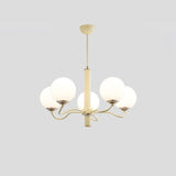 Modern Creamy Yellow Globe Glass Chandelier with White Spherical Shades