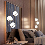 Modern Crescent Brass Pendant Light with Opal Globe Shade and Brushed Fascia
