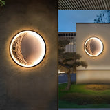 Modern Crescent Moon LED Outdoor Wall Sconce Waterproof Resin Light