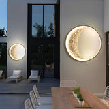 Modern Crescent Moon LED Outdoor Wall Sconce Waterproof Resin Light
