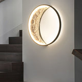 Modern Crescent Moon LED Outdoor Wall Sconce Waterproof Resin Light