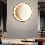 Modern Crescent Moon LED Outdoor Wall Sconce Waterproof Resin Light