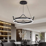 Modern Crown Design LED Ring Chandelier Dimmable Round Pendant Light for Living Dining Room