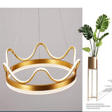 Modern Crown Design LED Ring Chandelier Dimmable Round Pendant Light for Living Dining Room