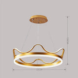 Modern Crown Design LED Ring Chandelier Dimmable Round Pendant Light for Living Dining Room