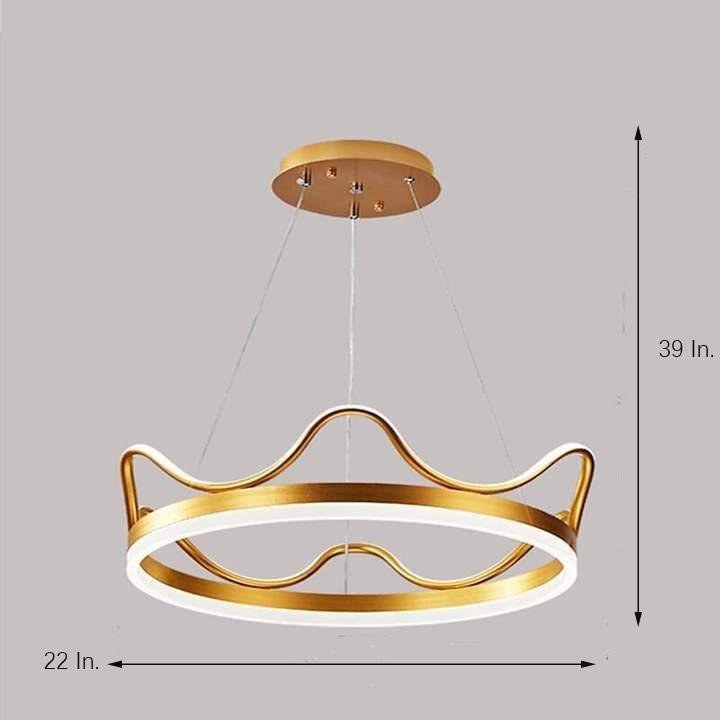Modern Crown Design LED Ring Chandelier Dimmable Round Pendant Light for Living Dining Room