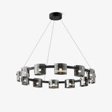 Modern Crown Glass LED Chandelier Elegant Pendant Ceiling Light for Living and Dining Rooms