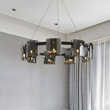 Modern Crown Glass LED Chandelier Elegant Pendant Ceiling Light for Living and Dining Rooms
