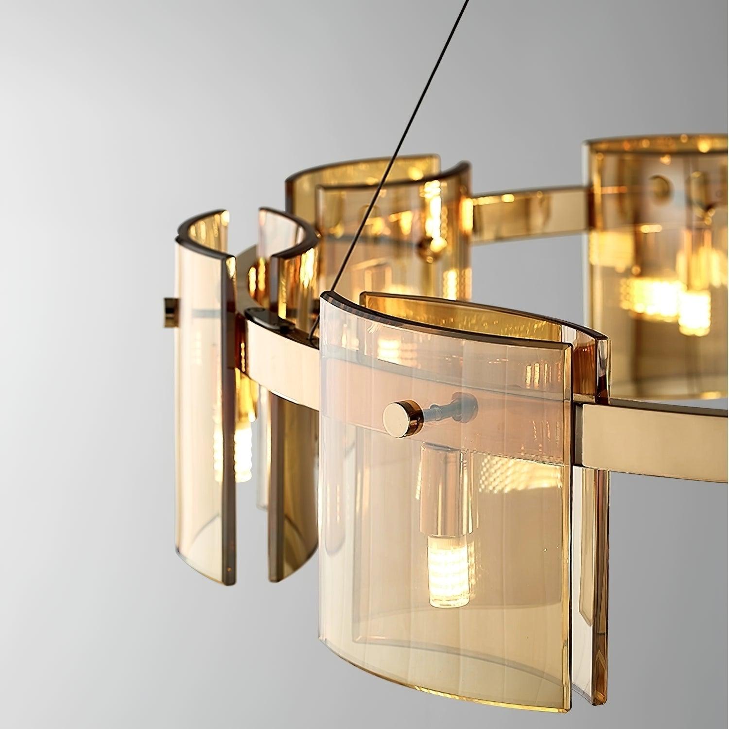 Modern Crown Glass LED Chandelier Elegant Pendant Ceiling Light for Living and Dining Rooms