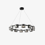 Modern Crown Glass LED Chandelier Elegant Pendant Ceiling Light for Living and Dining Rooms