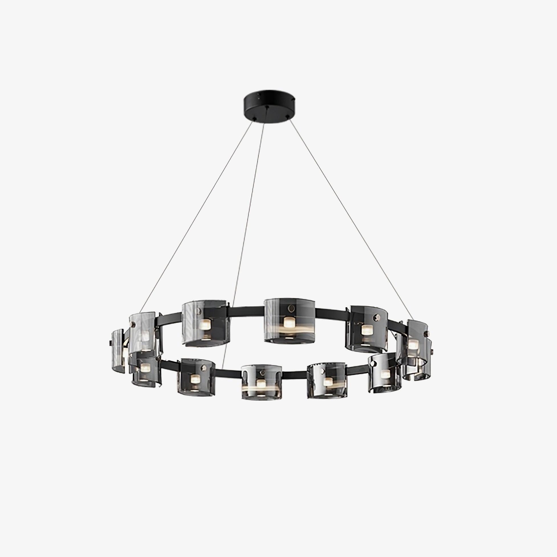 Modern Crown Glass LED Chandelier Elegant Pendant Ceiling Light for Living and Dining Rooms