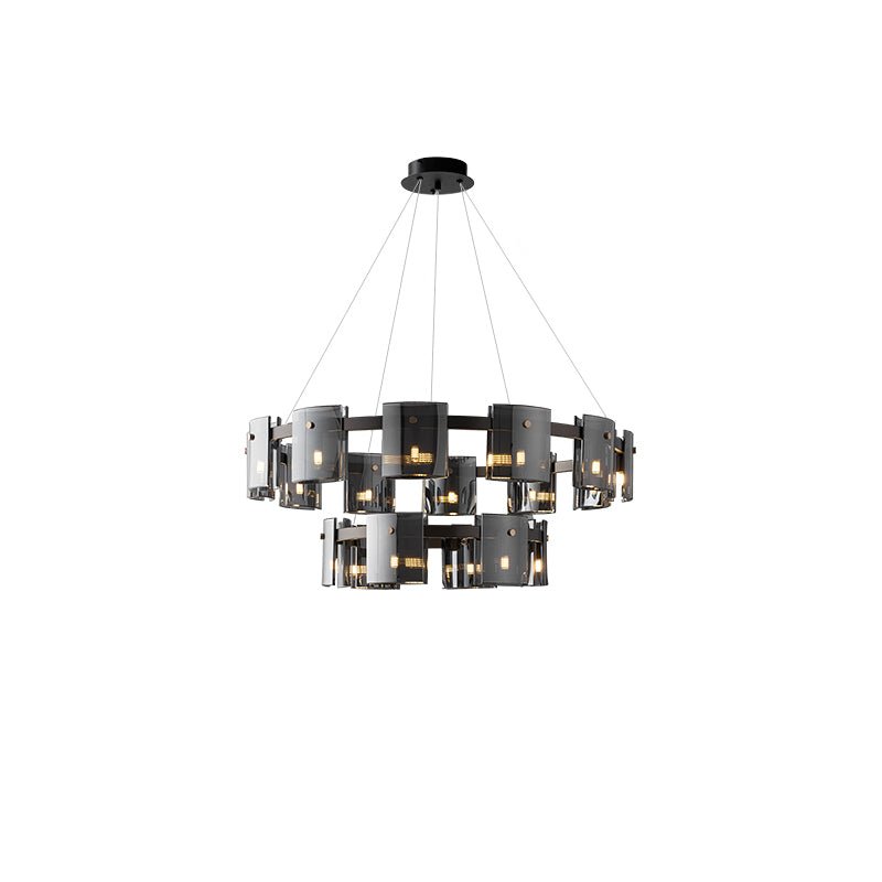 Modern Crown Glass LED Chandelier Elegant Pendant Ceiling Light for Living and Dining Rooms