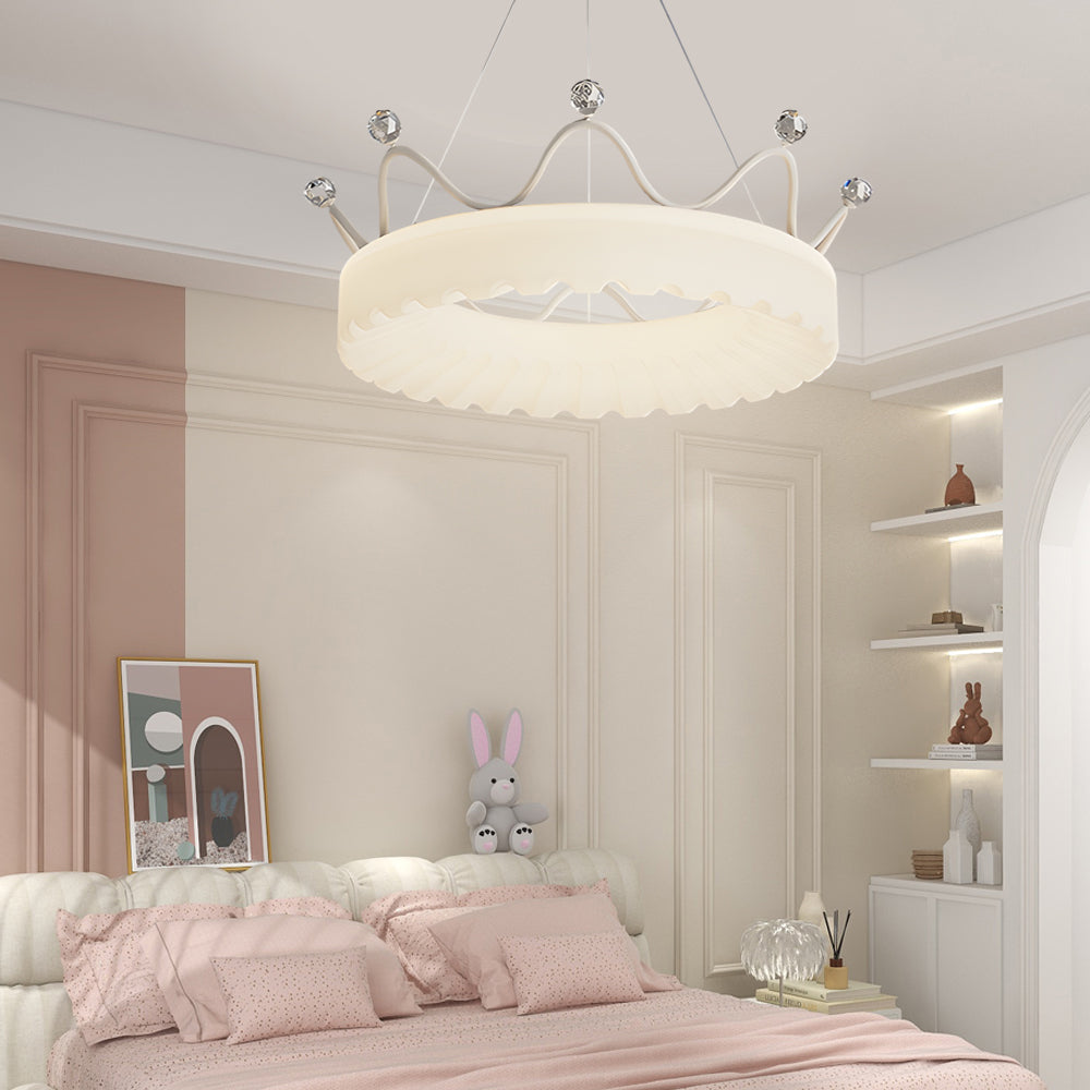 Modern Crown LED Pendant Light with Three Step Dimming for Kids Bedroom and Nursery