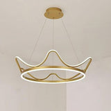 Modern Crown Shaped LED Chandelier for Dining Room Geometric Metal Hanging Ceiling Light