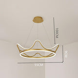 Modern Crown Shaped LED Chandelier for Dining Room Geometric Metal Hanging Ceiling Light