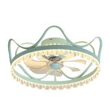 Modern Round Retractable Ceiling Fan with Dimmable LED Light and Remote Control for Bedroom Dining Room