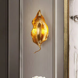 Modern Crumpled Leaf Brass Wall Sconce Elegant Indoor Decorative Lighting Fixture