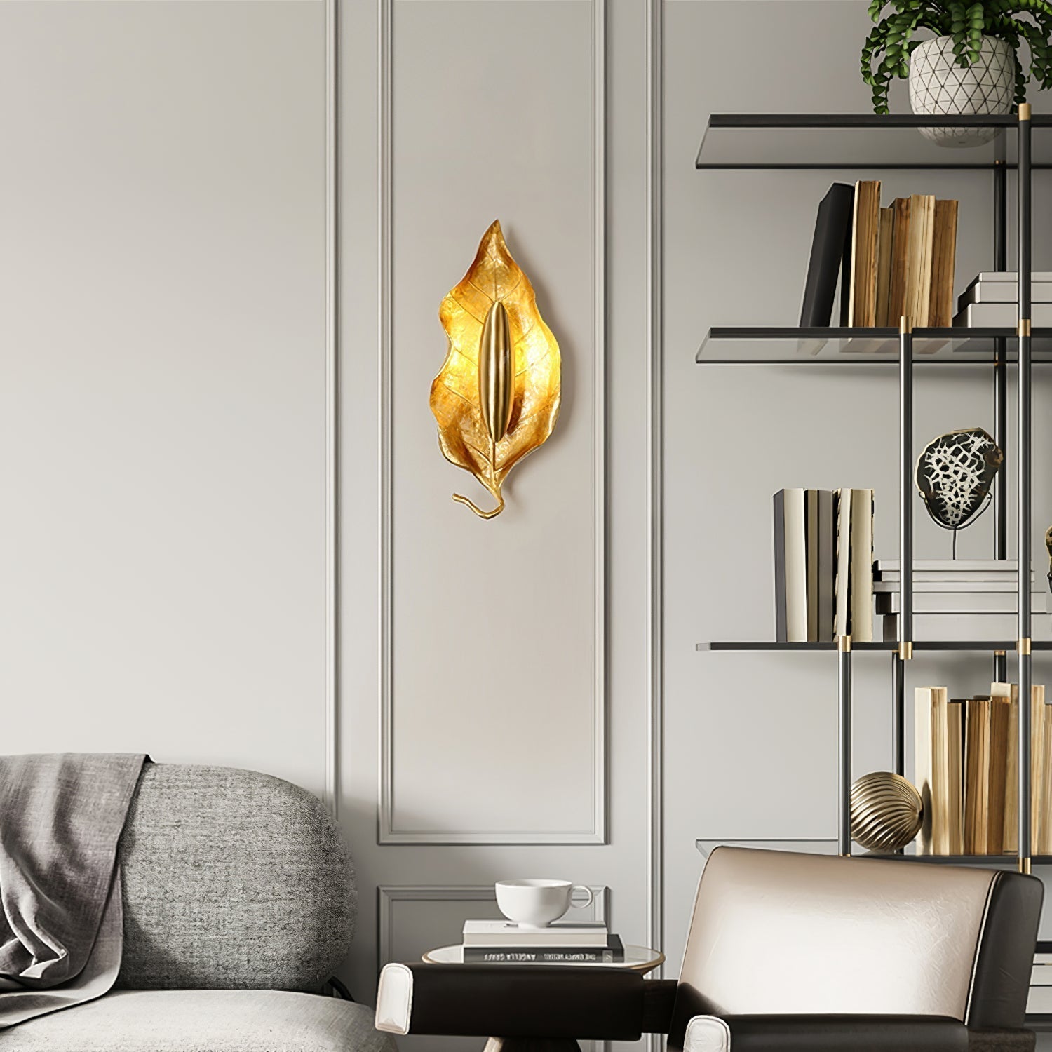 Modern Crumpled Leaf Brass Wall Sconce Elegant Indoor Decorative Lighting Fixture