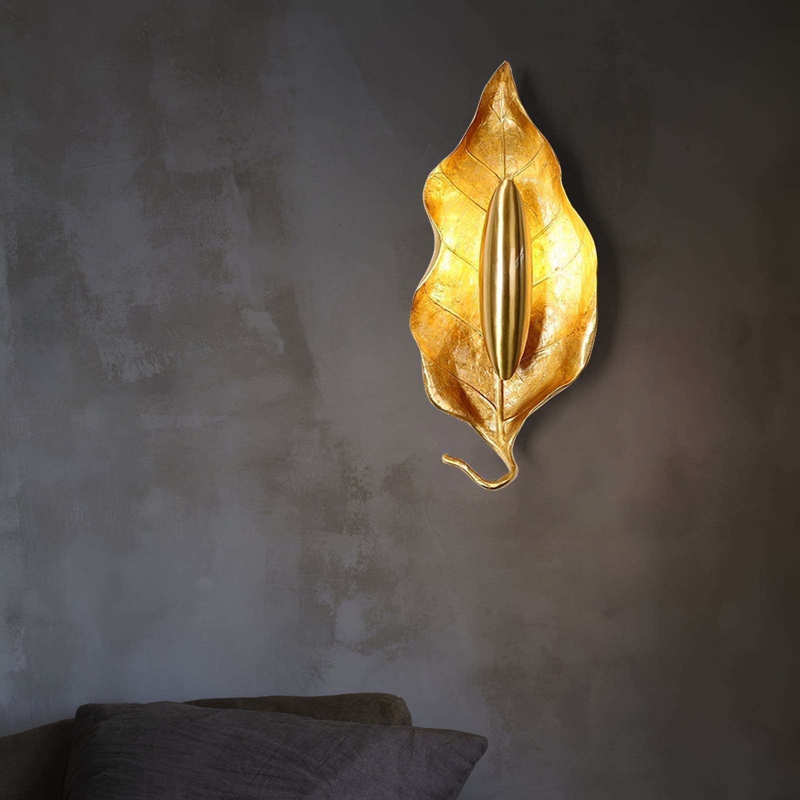 Modern Crumpled Leaf Brass Wall Sconce Elegant Indoor Decorative Lighting Fixture