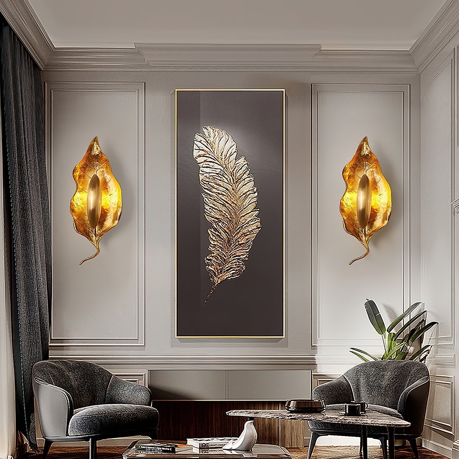 Modern Crumpled Leaf Brass Wall Sconce Elegant Indoor Decorative Lighting Fixture