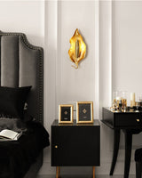 Modern Crumpled Leaf Brass Wall Sconce Elegant Indoor Decorative Lighting Fixture