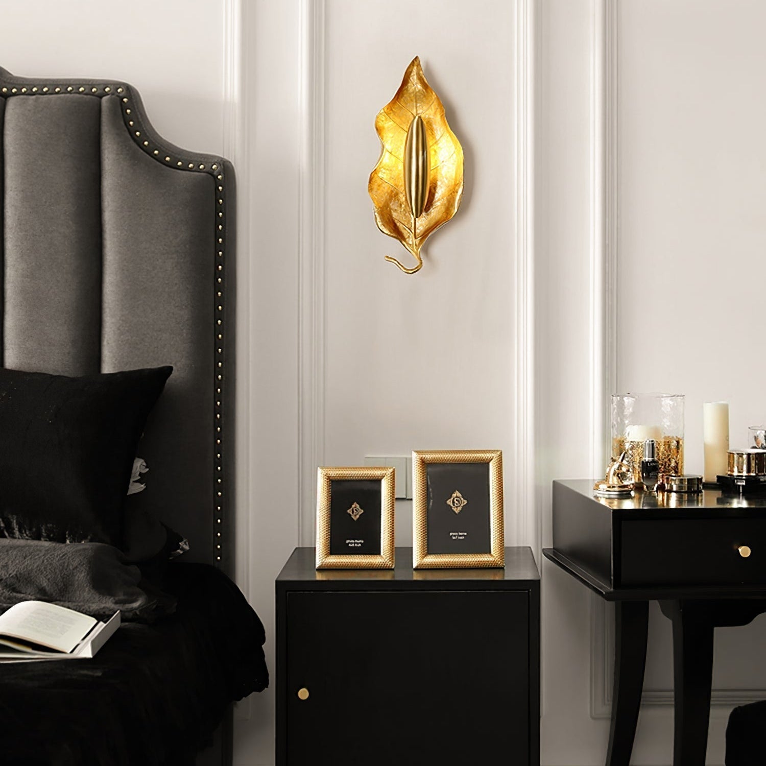 Modern Crumpled Leaf Brass Wall Sconce Elegant Indoor Decorative Lighting Fixture