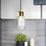 Modern Crystal and Copper Mini Pendant Light with 3 Step Dimming for Kitchen and Bedroom