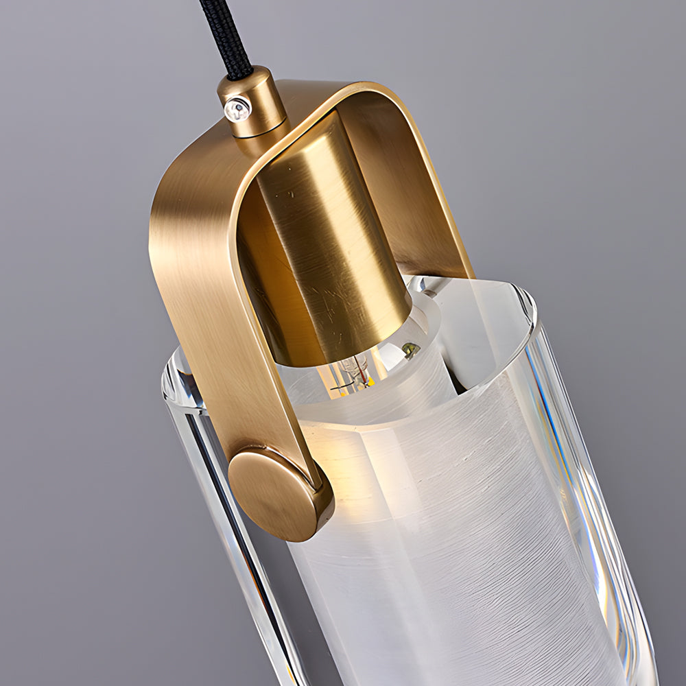 Modern Crystal and Copper Mini Pendant Light with 3 Step Dimming for Kitchen and Bedroom