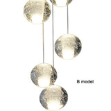Modern Crystal Ball LED Chandelier 14 Light Adjustable Height Dimmable Staircase Pendant Light