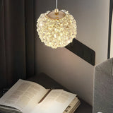 Modern Crystal Ball LED Pendant Light Three Step Dimming Nordic Style Hanging Lamp for Bedside and Bedroom