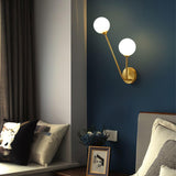 Modern Crystal Branch Wall Sconce Brass Light with Clear and White Glass Shades
