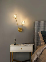 Modern Crystal Branch Wall Sconce Brass Light with Clear and White Glass Shades
