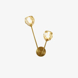Modern Crystal Branch Wall Sconce Brass Light with Clear and White Glass Shades