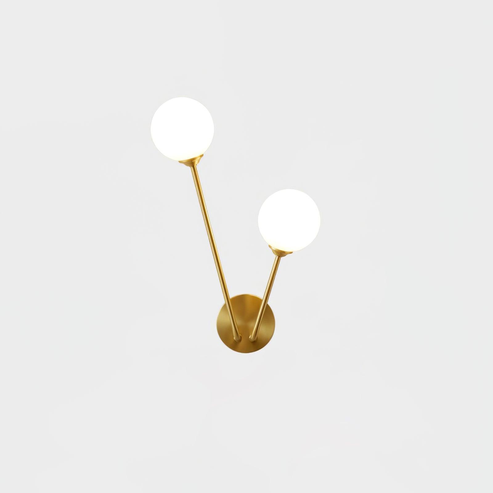 Modern Crystal Branch Wall Sconce Brass Light with Clear and White Glass Shades