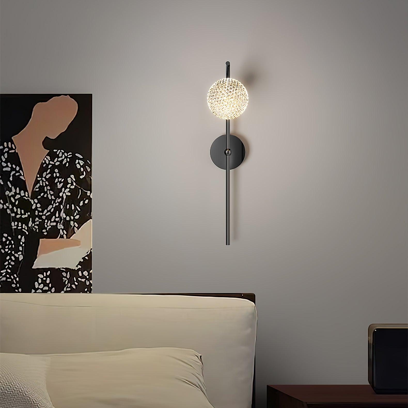 Modern Crystal Dandelion Wall Sconce Set of 2 Elegant Indoor LED Light Fixture