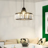 Modern Crystal Drum Pendant Light Nordic Metal Chandelier for Bedroom and Living Room