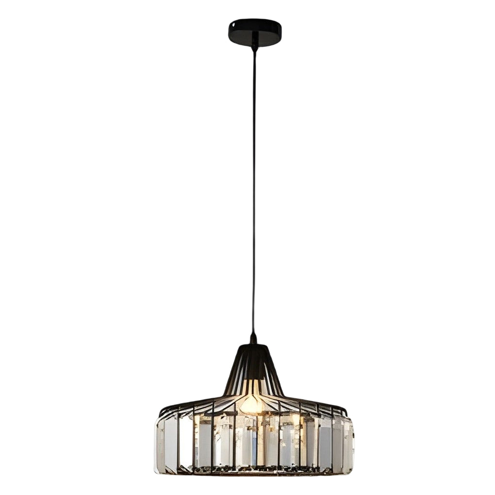 Modern Crystal Drum Pendant Light Nordic Metal Chandelier for Bedroom and Living Room