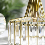Modern Crystal Drum Pendant Light Nordic Metal Chandelier for Bedroom and Living Room