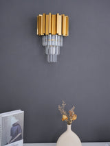 Modern Crystal Empire Wall Sconce Gold Multi Tiered Bracket Lighting for Living Room