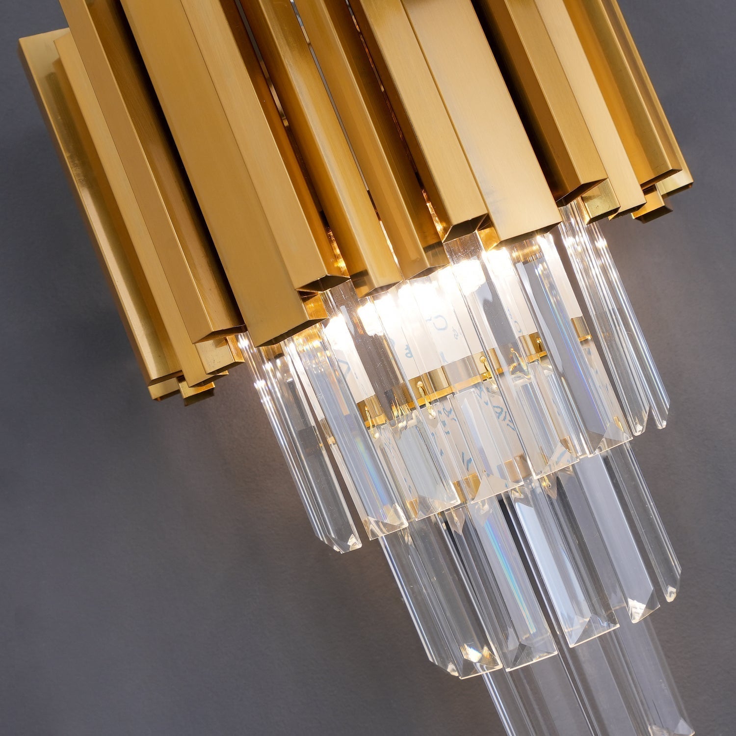 Modern Crystal Empire Wall Sconce Gold Multi Tiered Bracket Lighting for Living Room