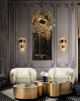Modern Crystal Empire Wall Sconce Gold Multi Tiered Bracket Lighting for Living Room