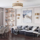 Modern Crystal Empire Wall Sconce Gold Multi Tiered Bracket Lighting for Living Room