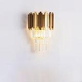Modern Crystal Empire Wall Sconce Gold Multi Tiered Bracket Lighting for Living Room