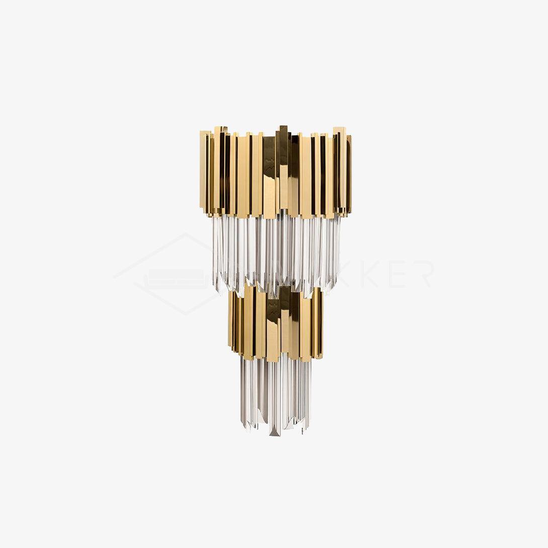 Modern Crystal Empire Wall Sconce Gold Multi Tiered Bracket Lighting for Living Room