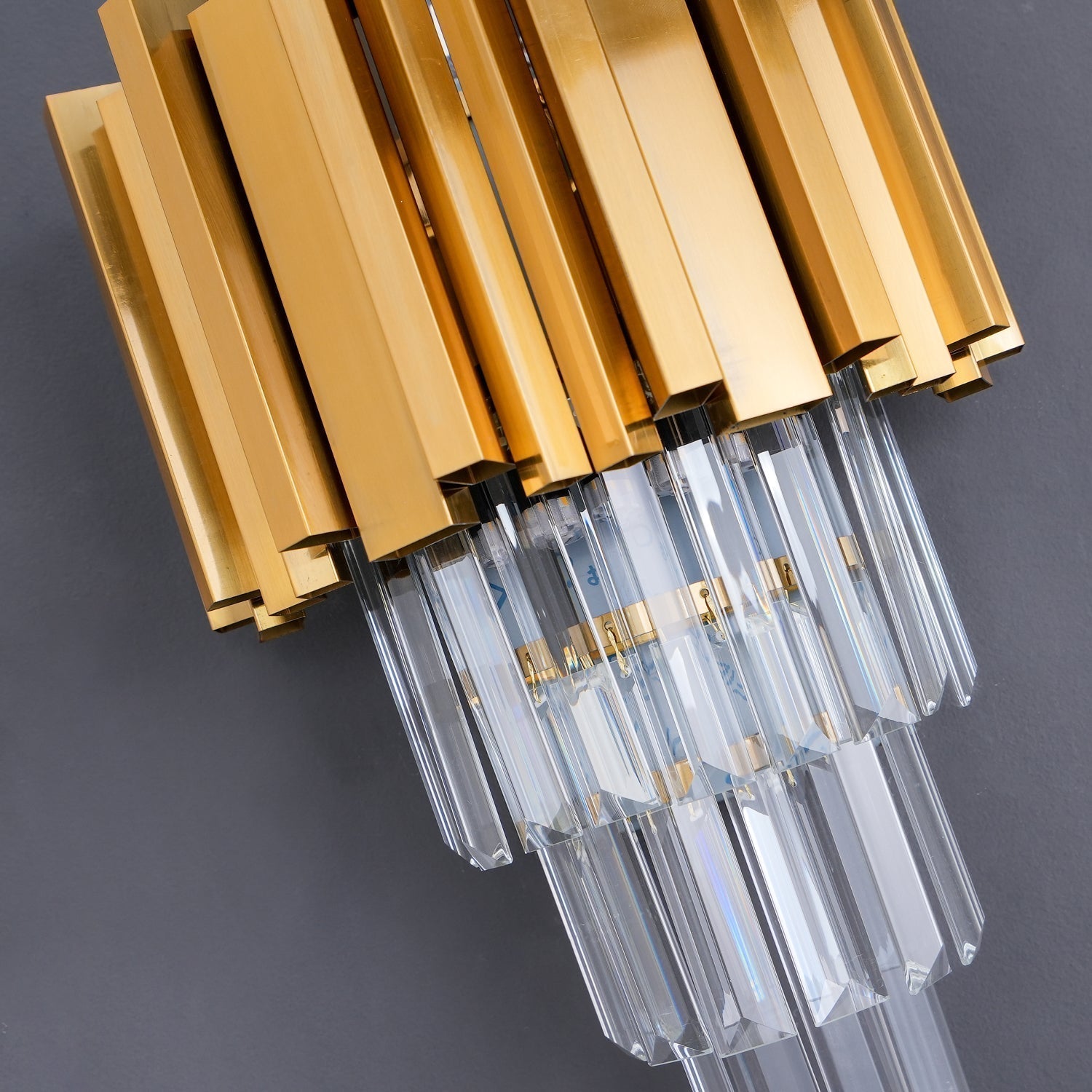 Modern Crystal Empire Wall Sconce Gold Multi Tiered Bracket Lighting for Living Room